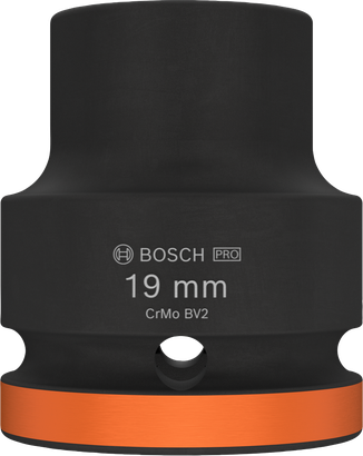 Vaso de impacto Bosch PRO de 3/4" y 19 mm con anillo naranja.